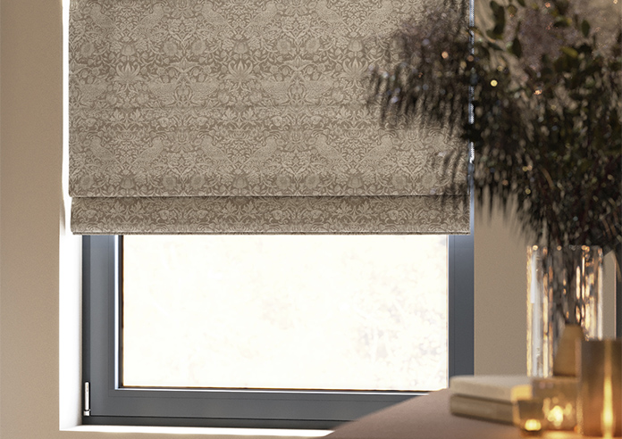 William Morris Strawberry Thief, Woven Limestone - Roman Blind - Image 5